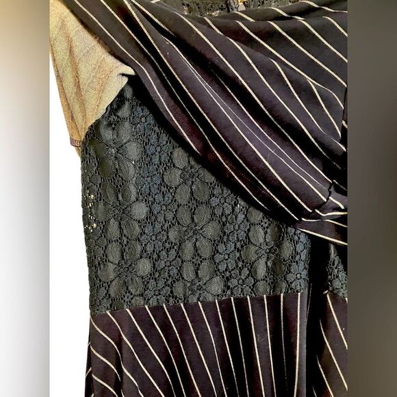 Doe and Rae for ModCloth Layered Pinstripe Dress L - Picture 3 of 6